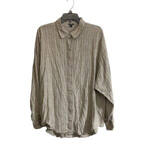 Express XL Boyfriend Portofino Shirt Linen Blend Button Neutral Minimal Beachy